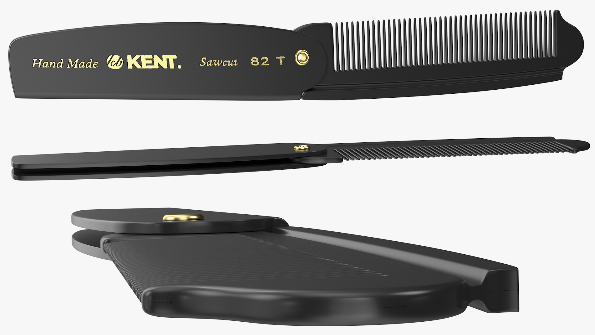 3D model Kent Folding Pocket Comb Black