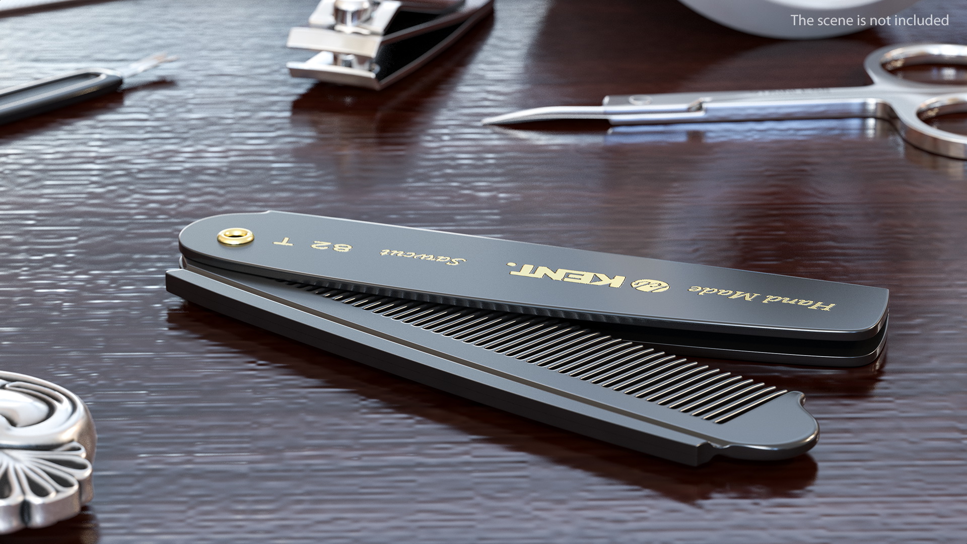 3D model Kent Folding Pocket Comb Black