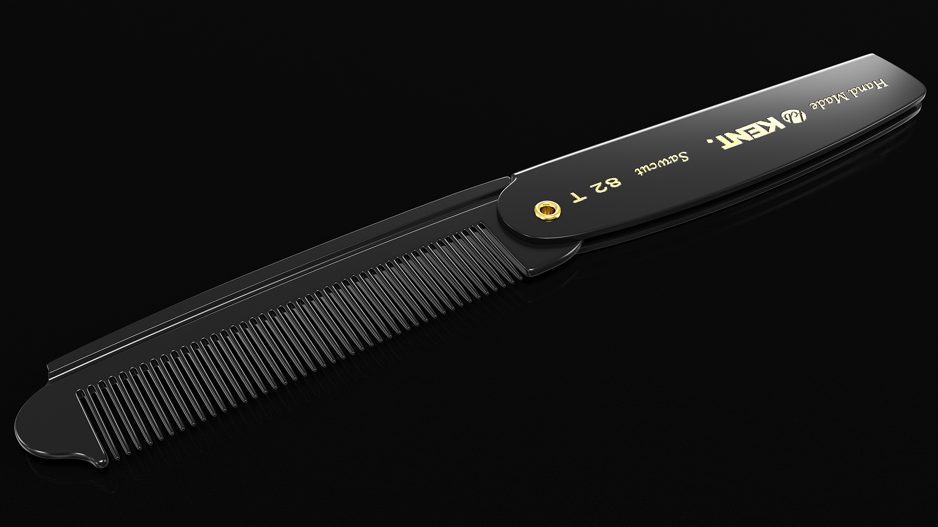 3D model Kent Folding Pocket Comb Black