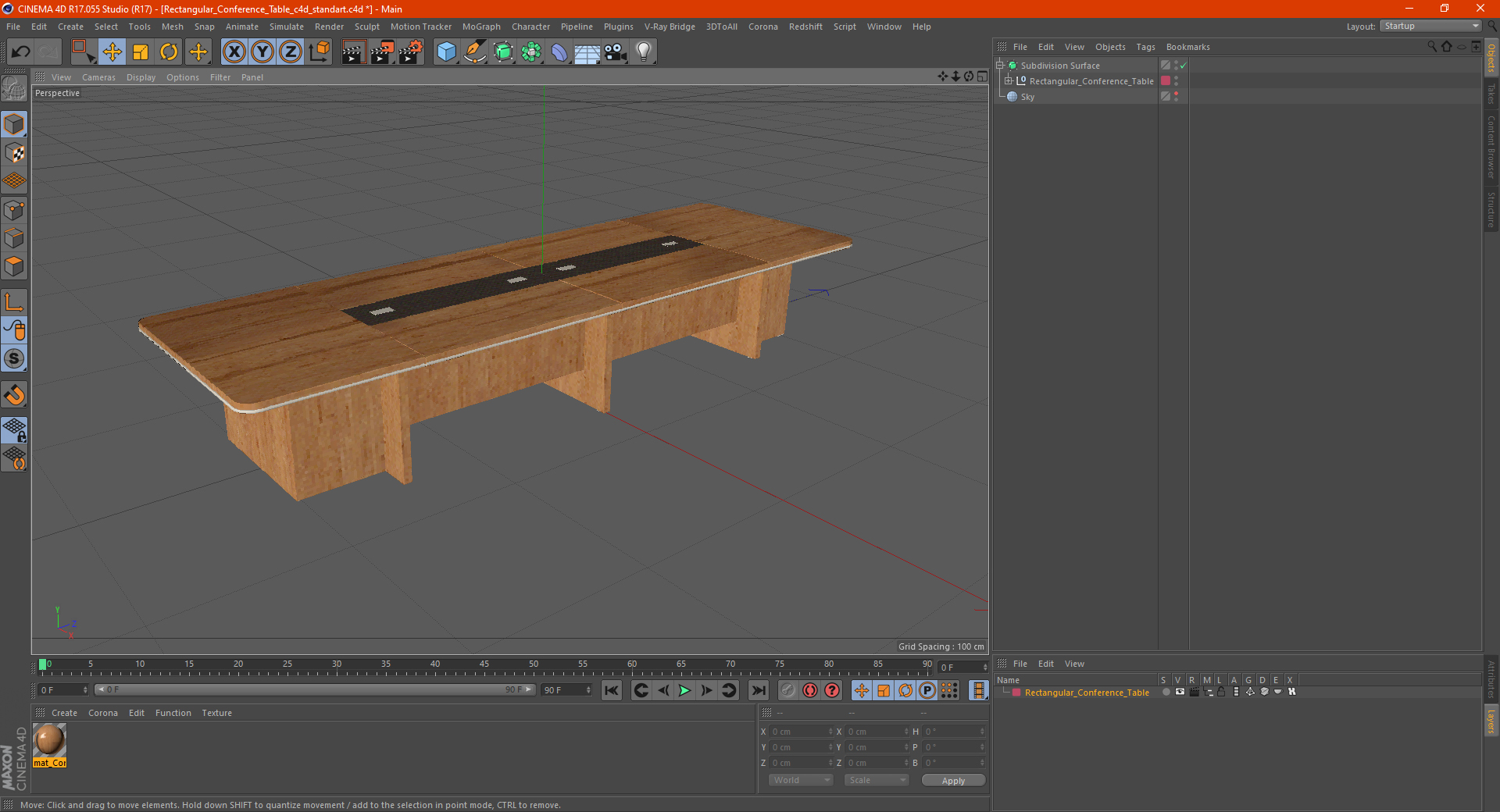 3D Rectangular Conference Table model