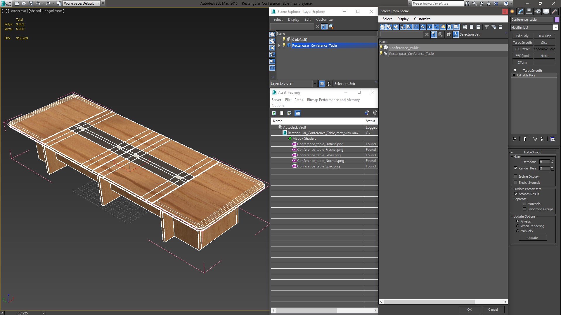 3D Rectangular Conference Table model