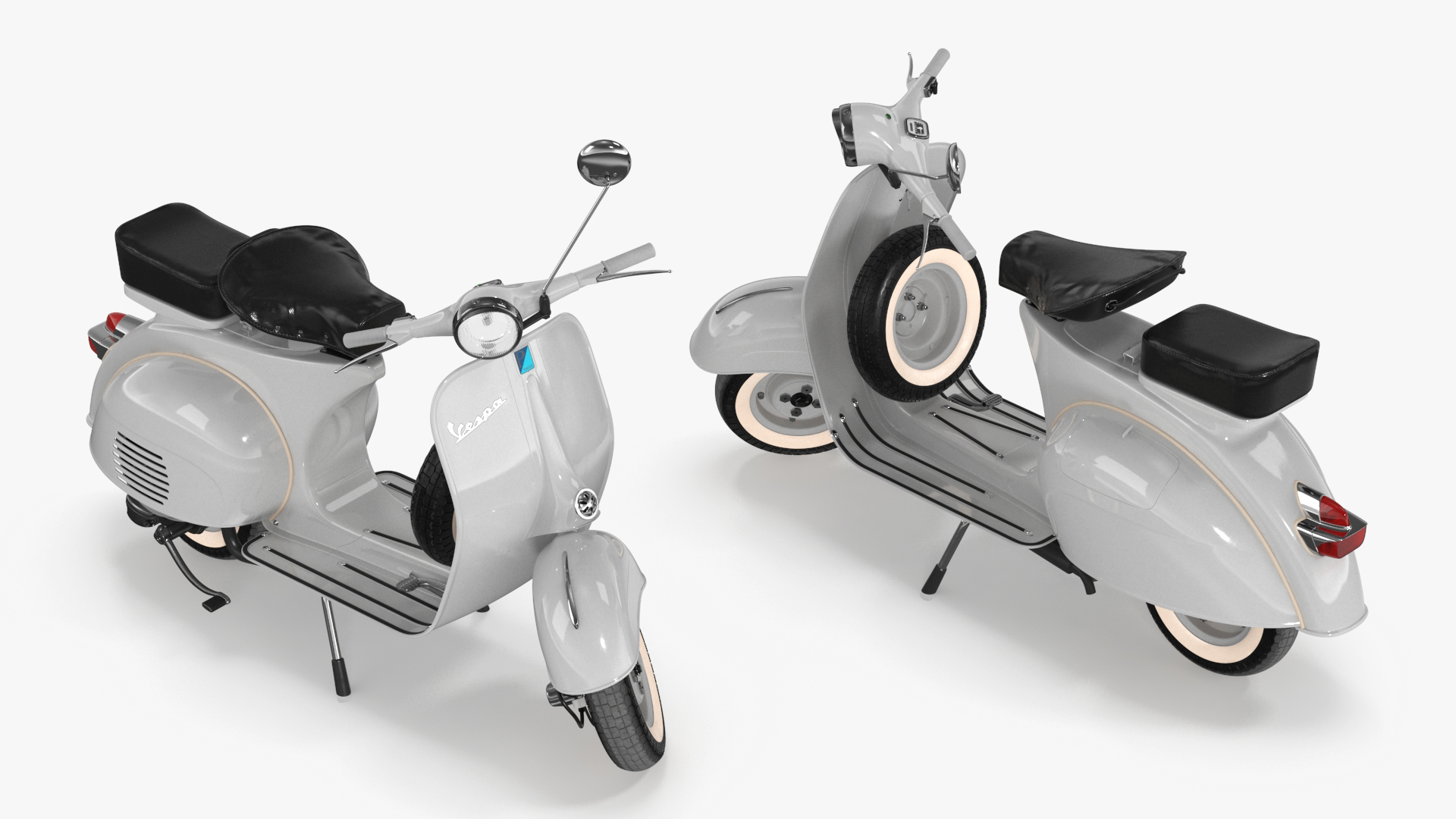 3D model Retro Scooter Vespa 125 Grey Rigged