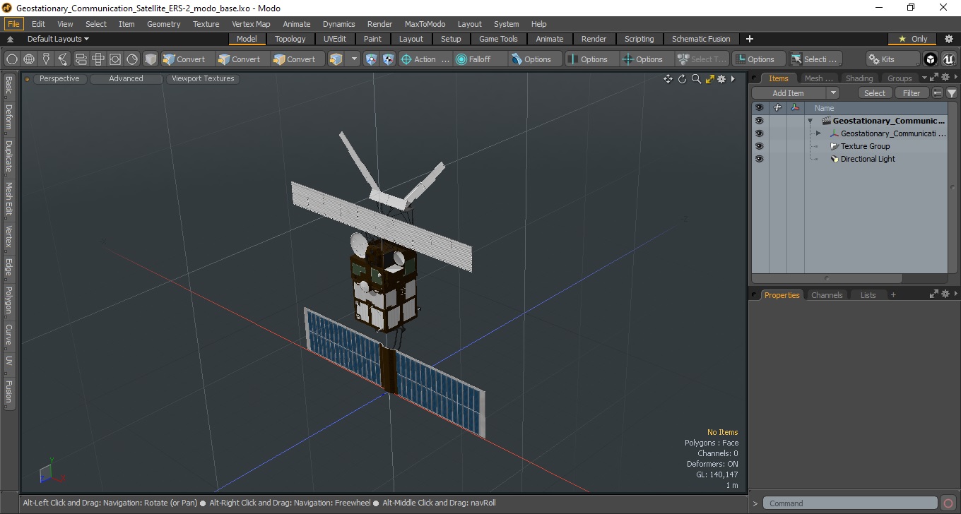 3D Geostationary Communication Satellite ERS-2 model