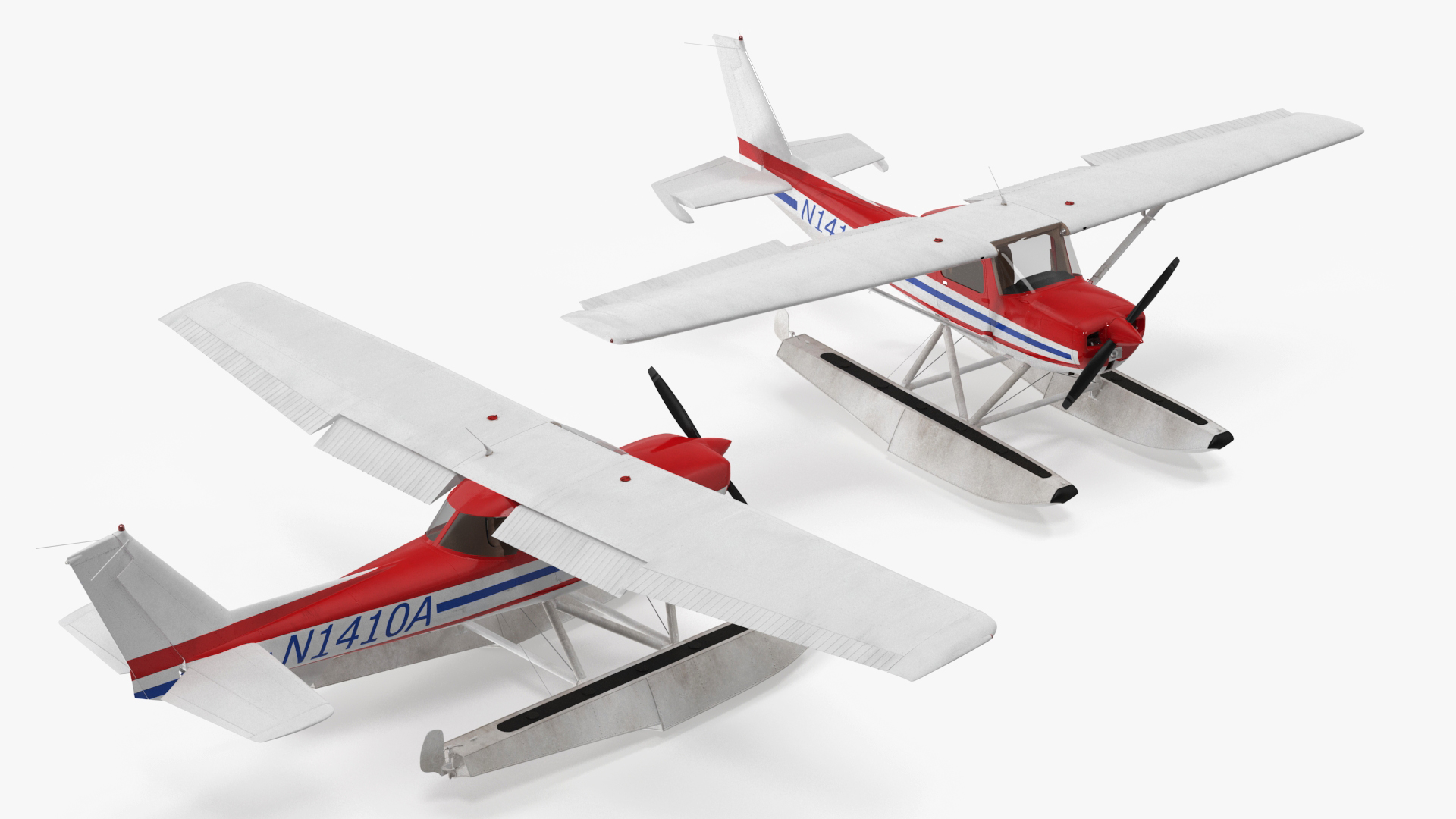 3D model Light Propeller Seaplane Cessna 150