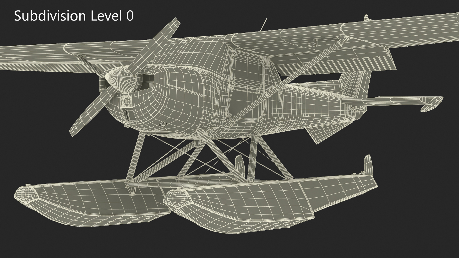 3D model Light Propeller Seaplane Cessna 150