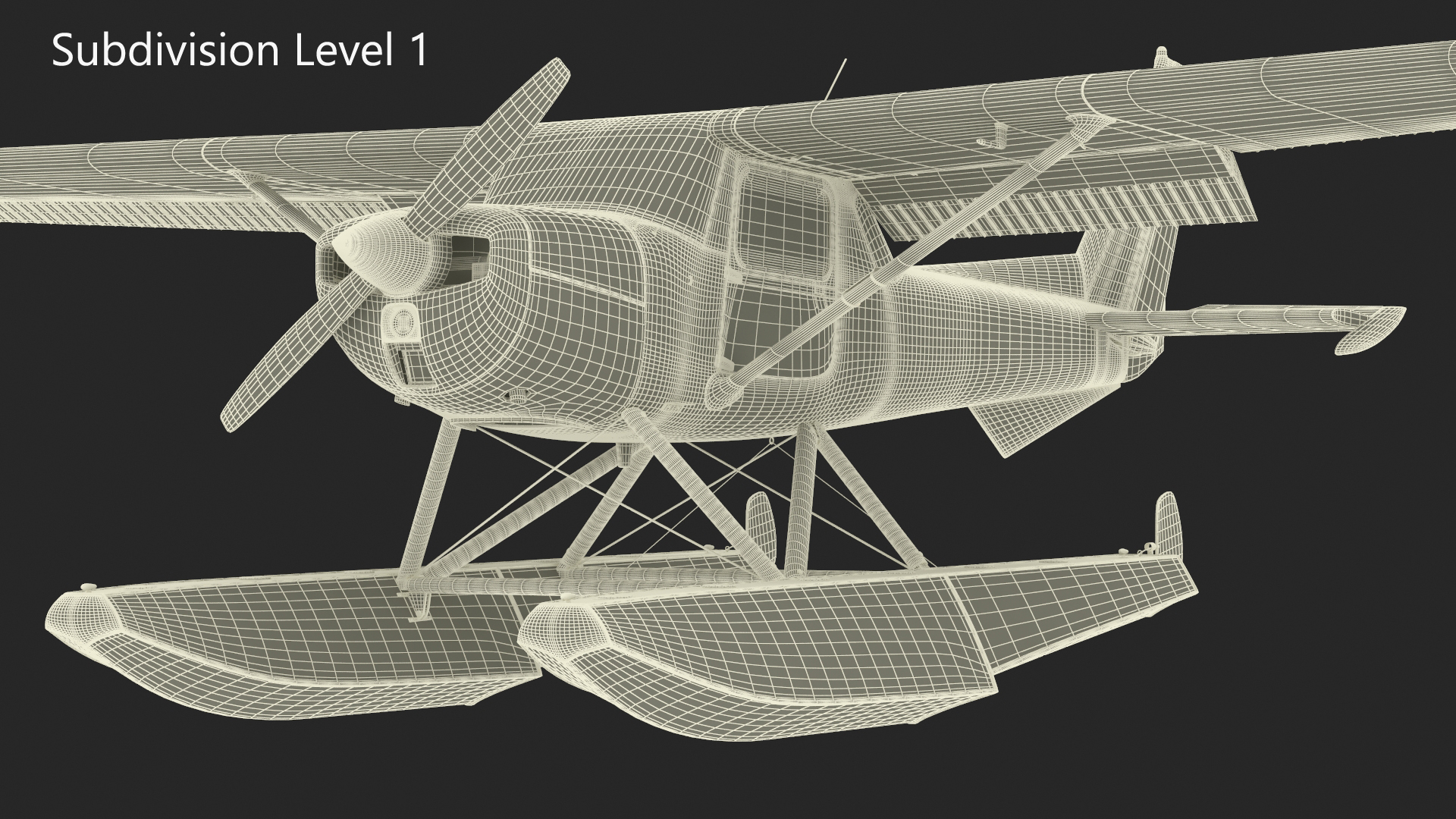 3D model Light Propeller Seaplane Cessna 150