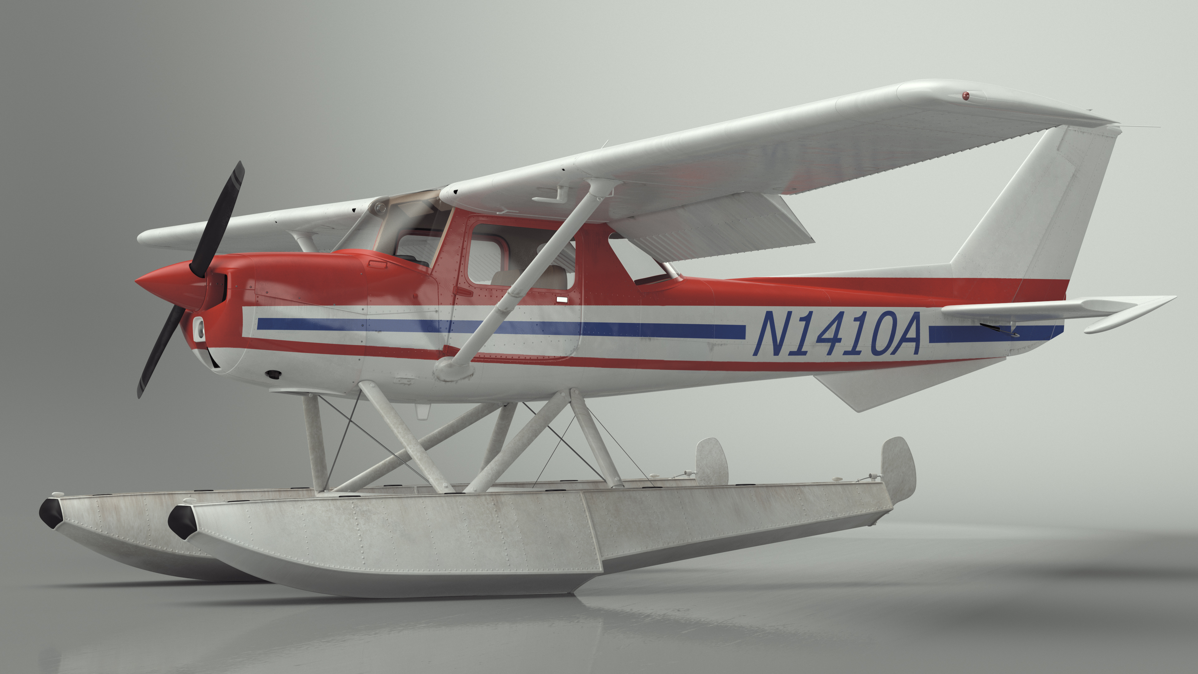 3D model Light Propeller Seaplane Cessna 150