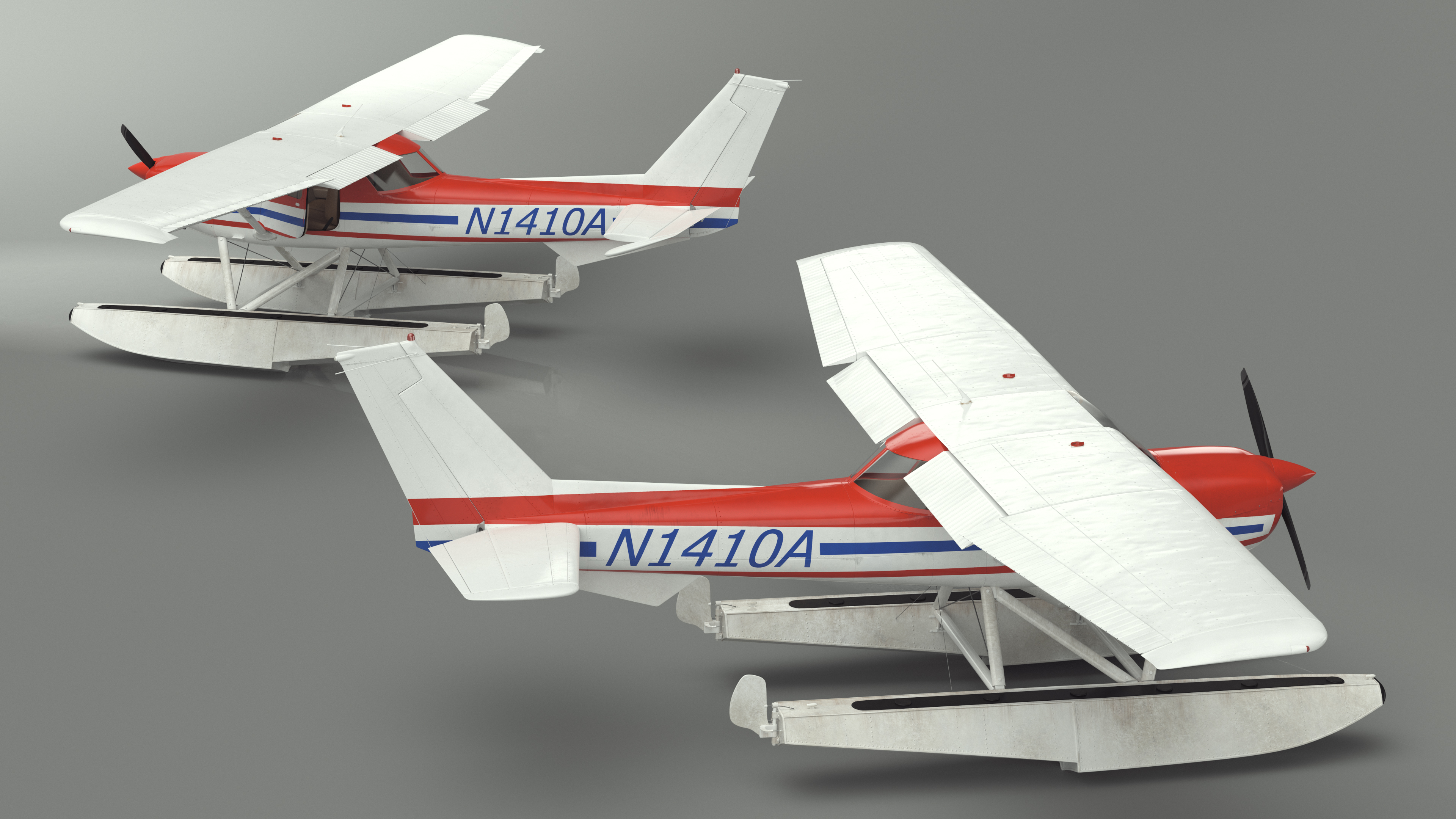 3D model Light Propeller Seaplane Cessna 150