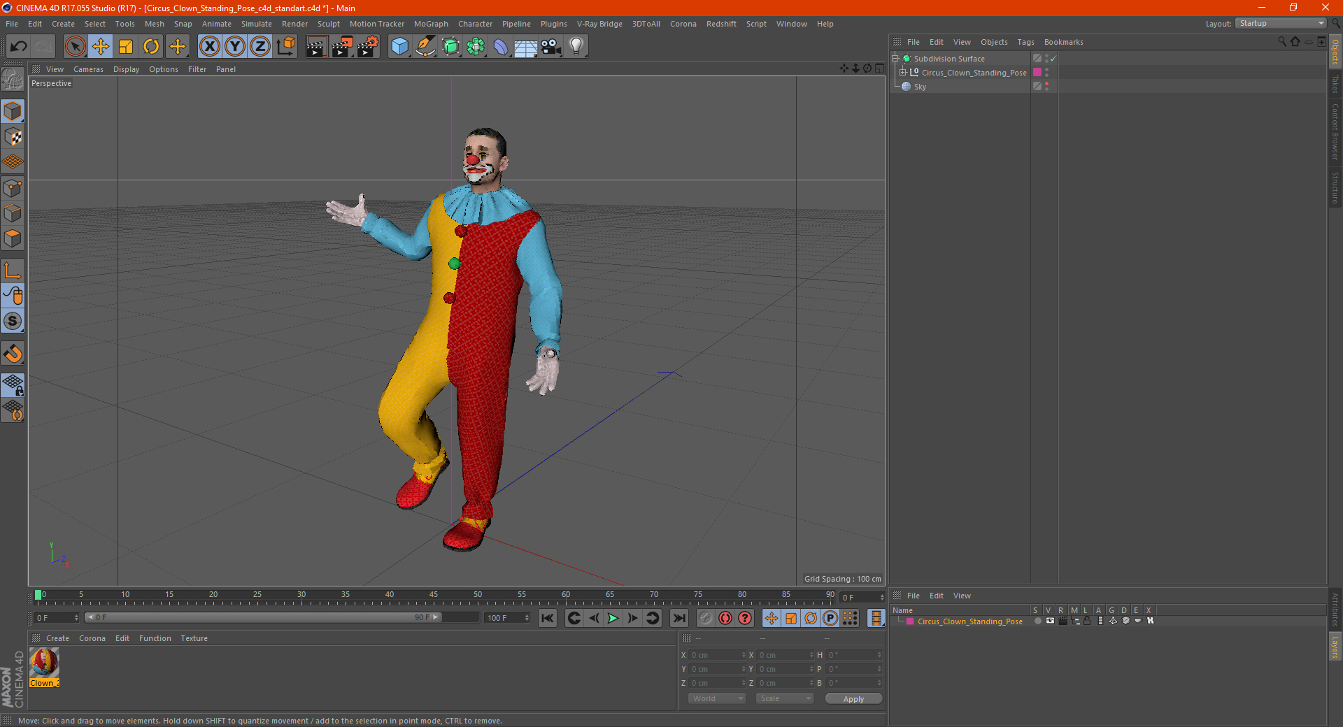 3D Circus Clown Standing Pose