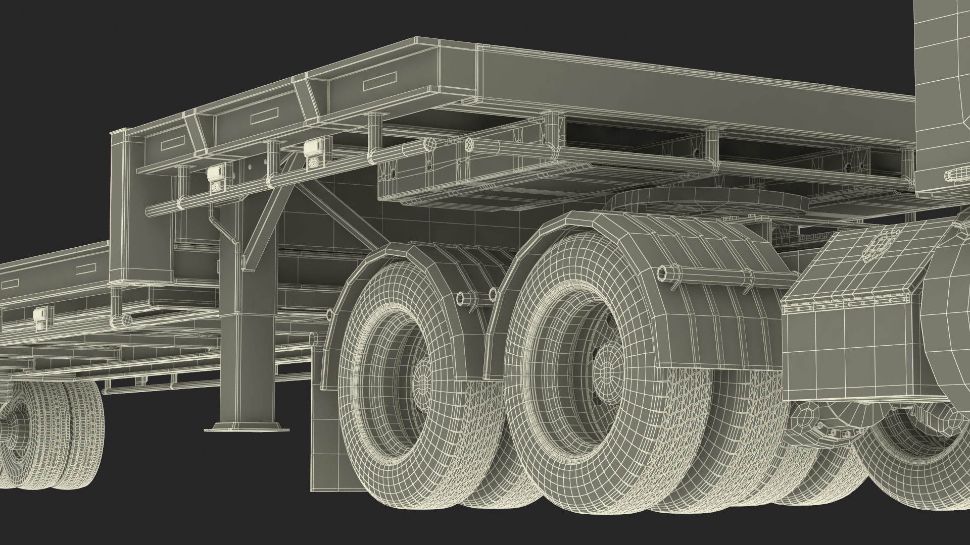 3D Semi Truck with Flatbed Trailer