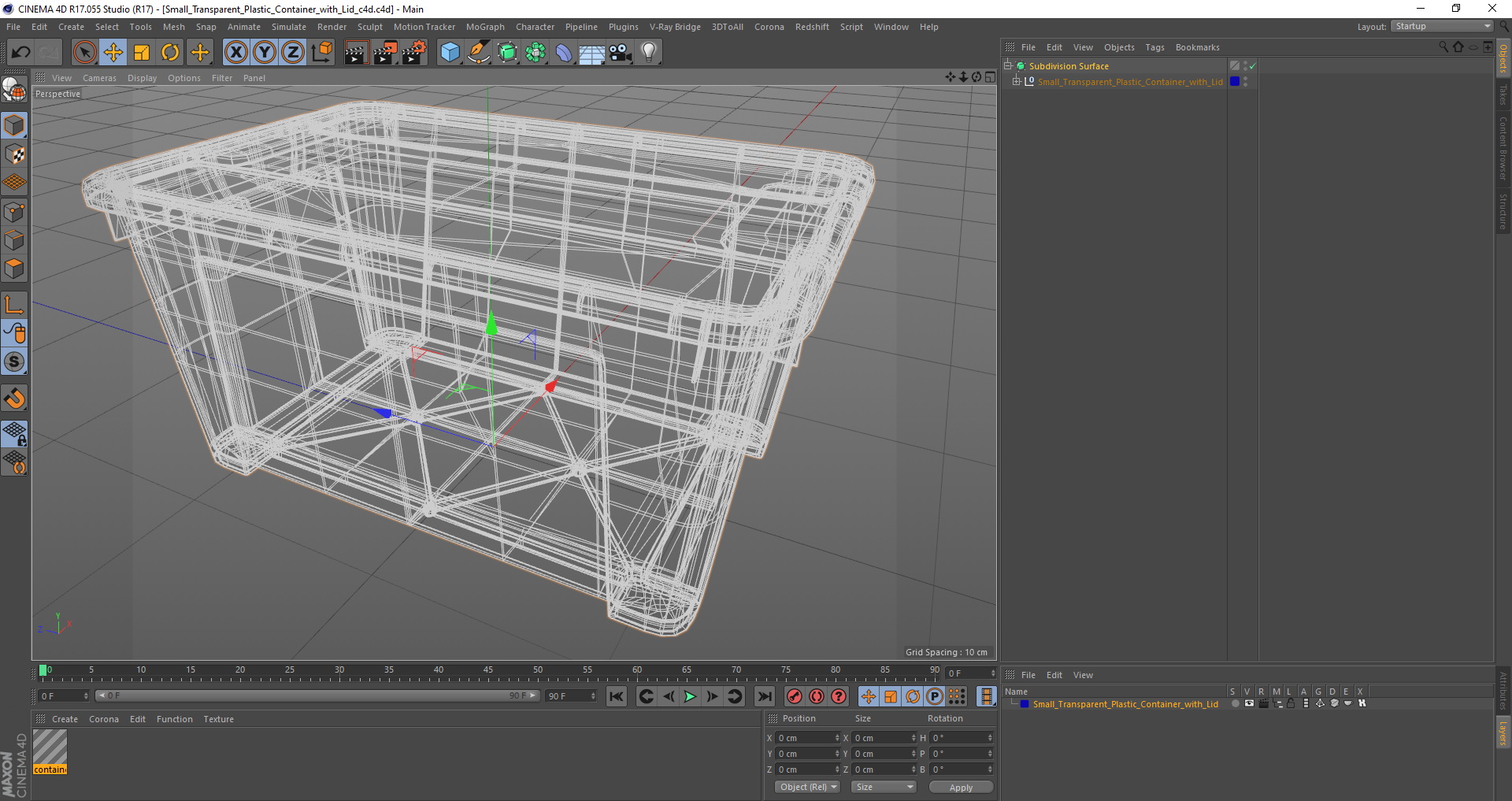 Small Transparent Plastic Container with Lid 3D model