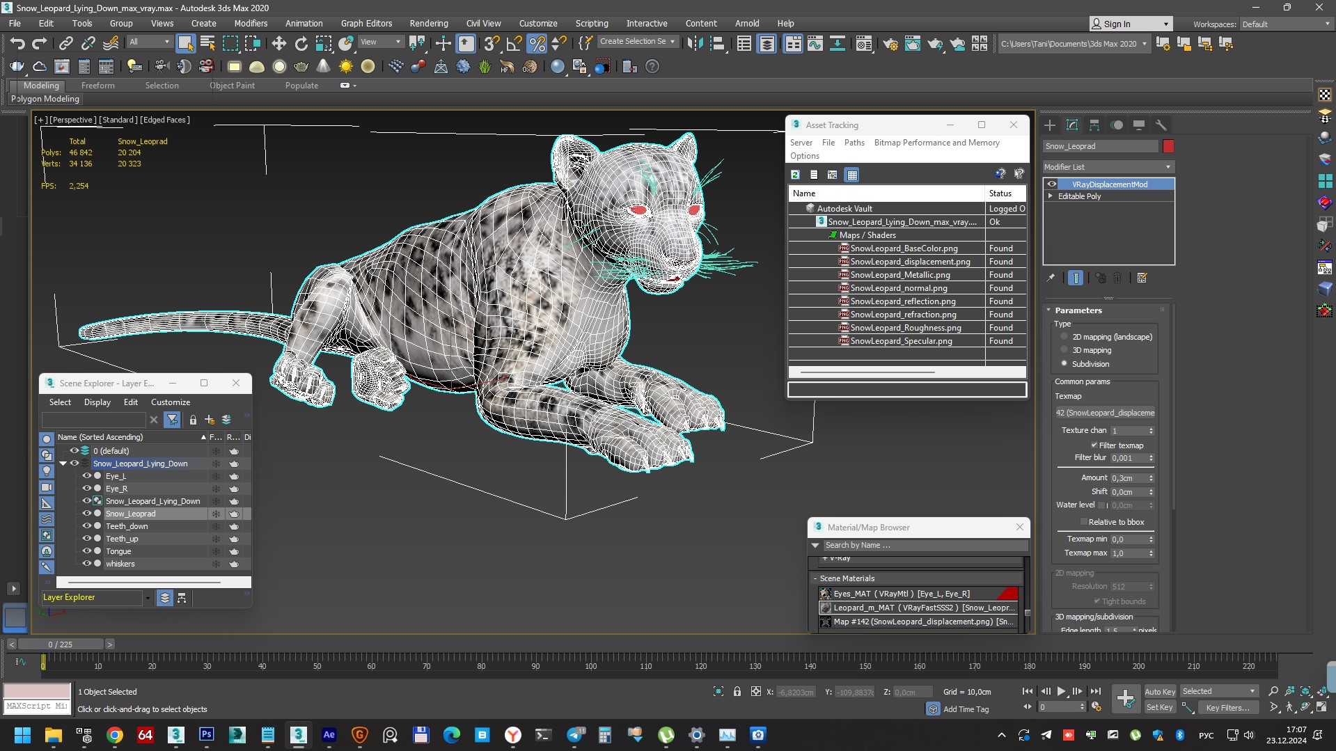 3D Snow Leopard Lying Down model