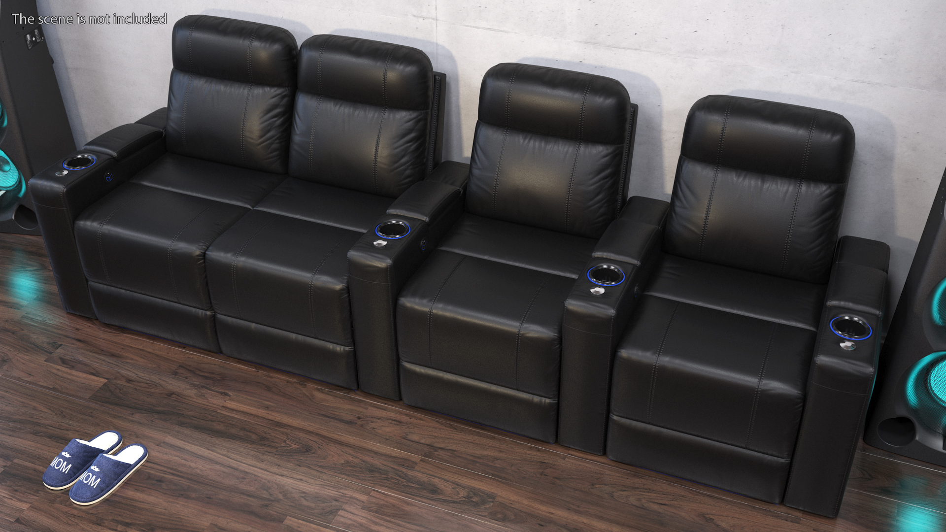 3D Valencia Home Theater Seating Row of 4 Loveseat Black model