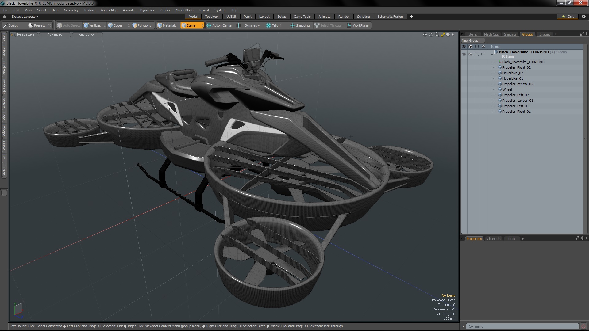 Black Hoverbike XTURISMO 3D model