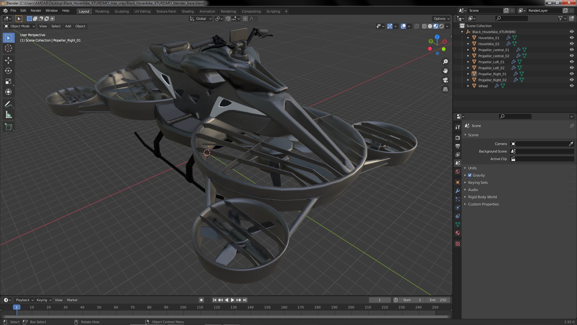 Black Hoverbike XTURISMO 3D model