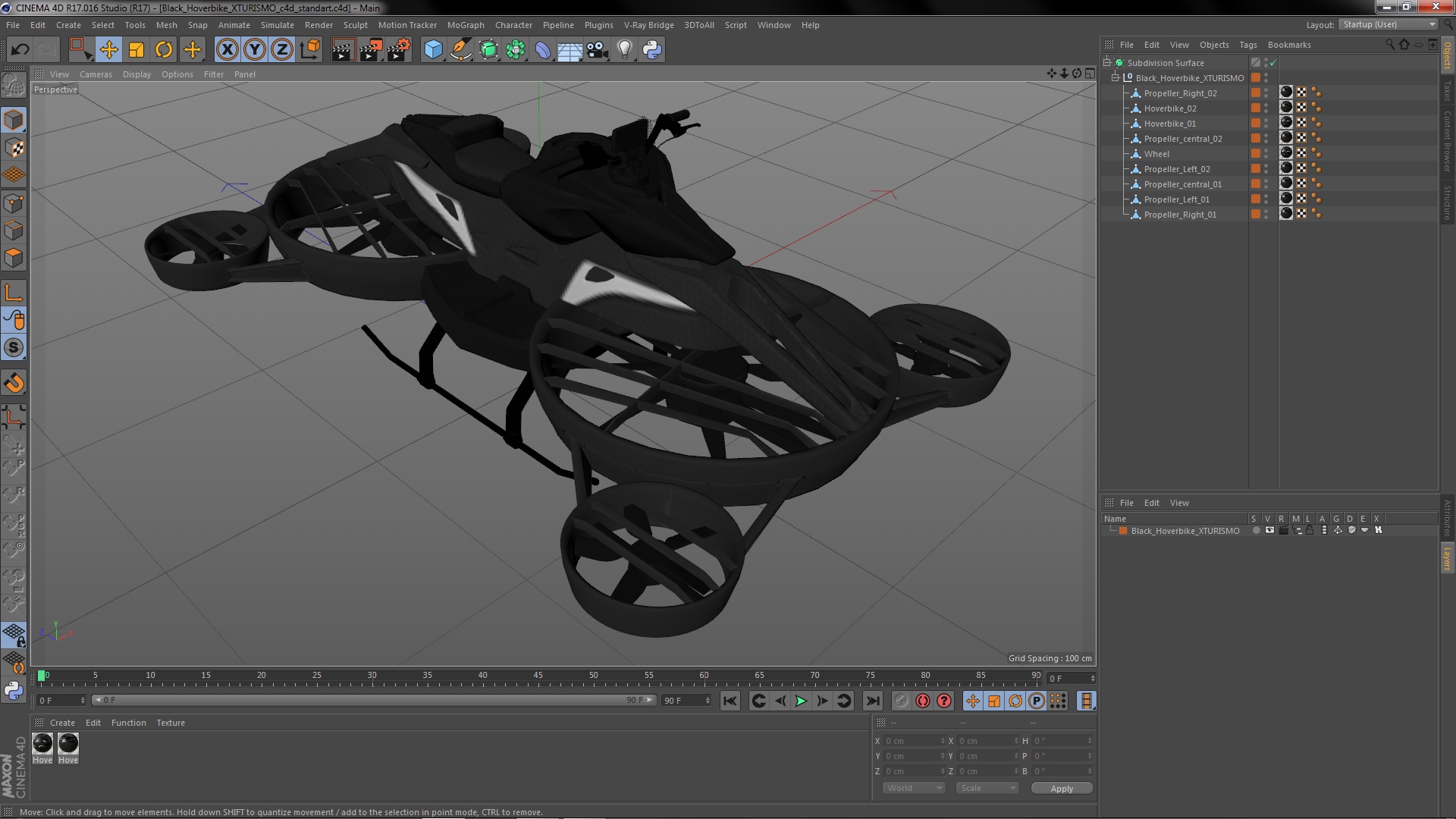 Black Hoverbike XTURISMO 3D model