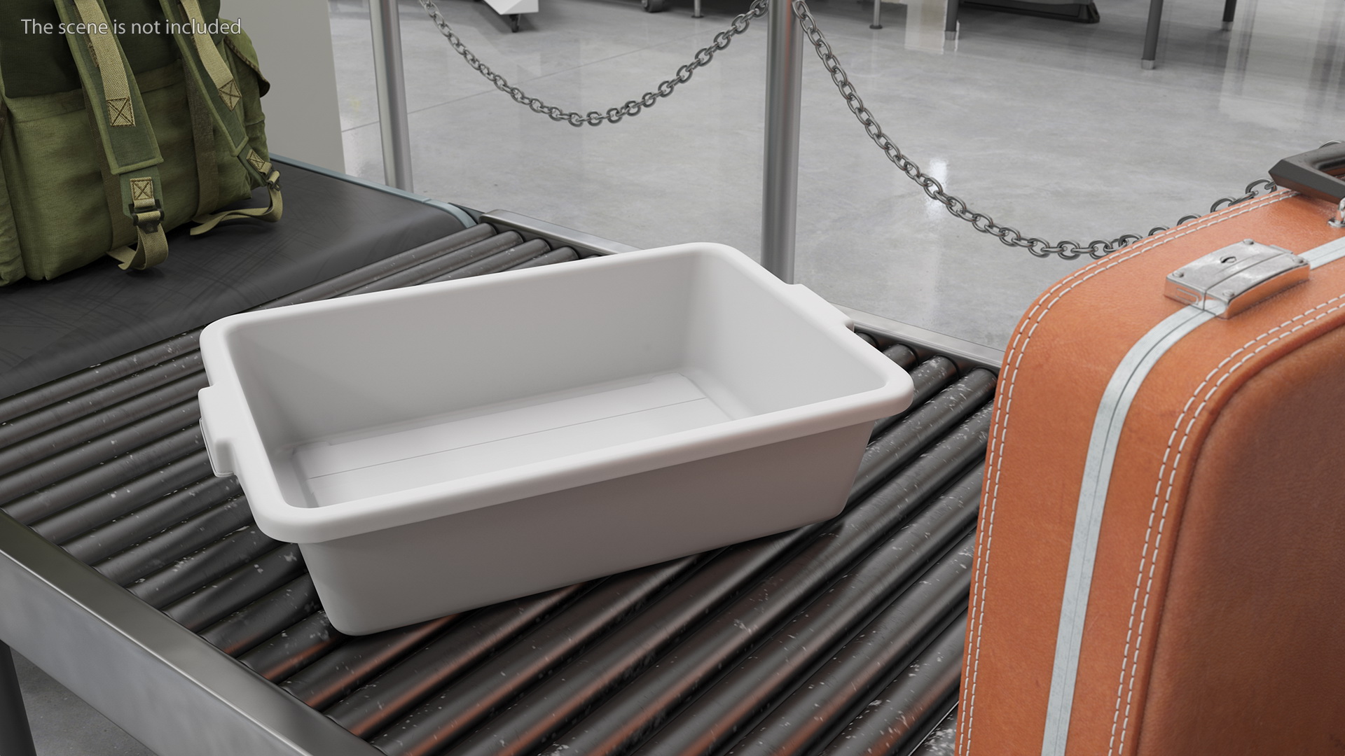 Large Grey Tote Tray Airport Security 3D