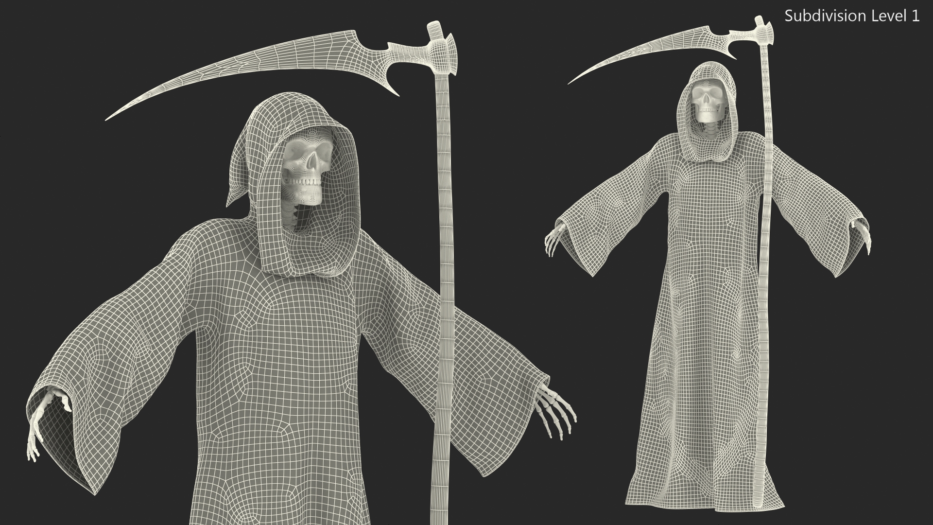 3D Death Character with Scythe Set