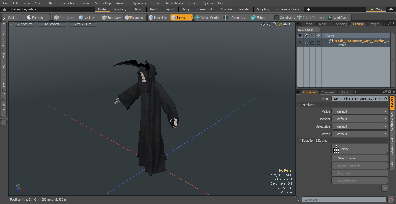 3D Death Character with Scythe Set