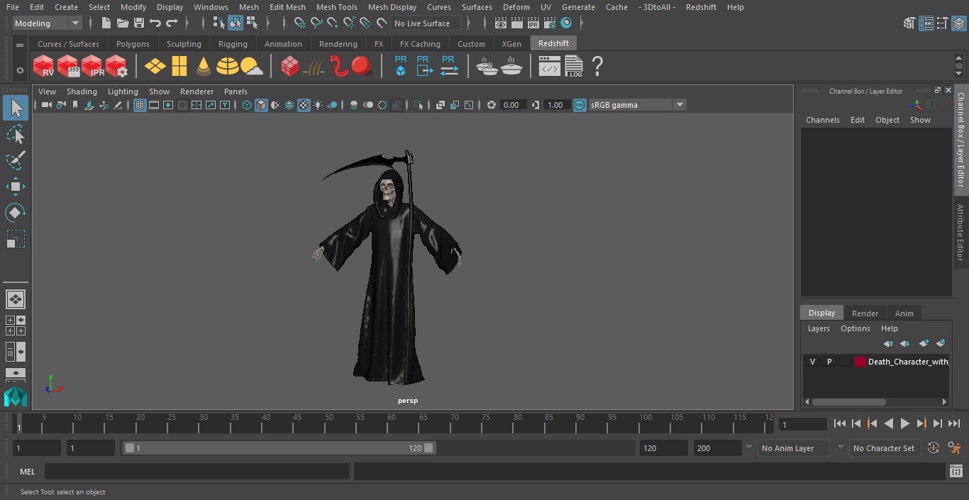 3D Death Character with Scythe Set