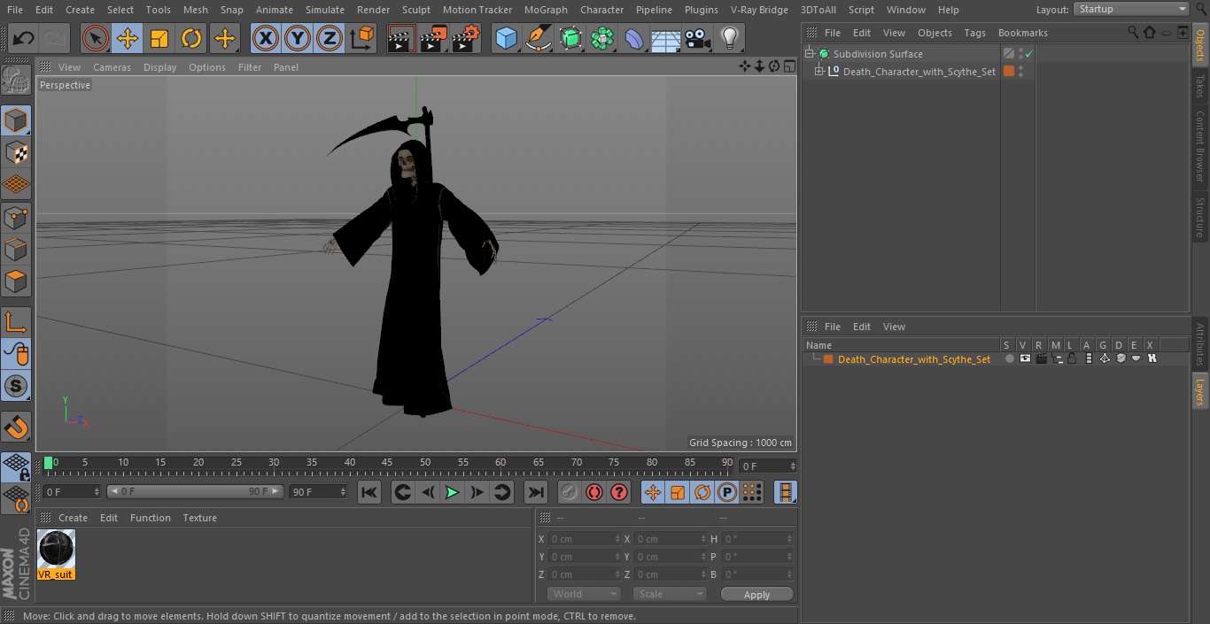 3D Death Character with Scythe Set