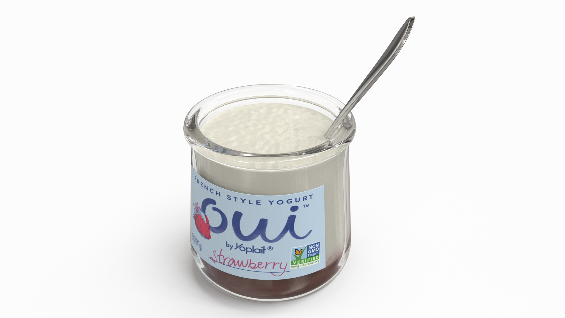 3D Strawberry Yogurt Container with Spoon model