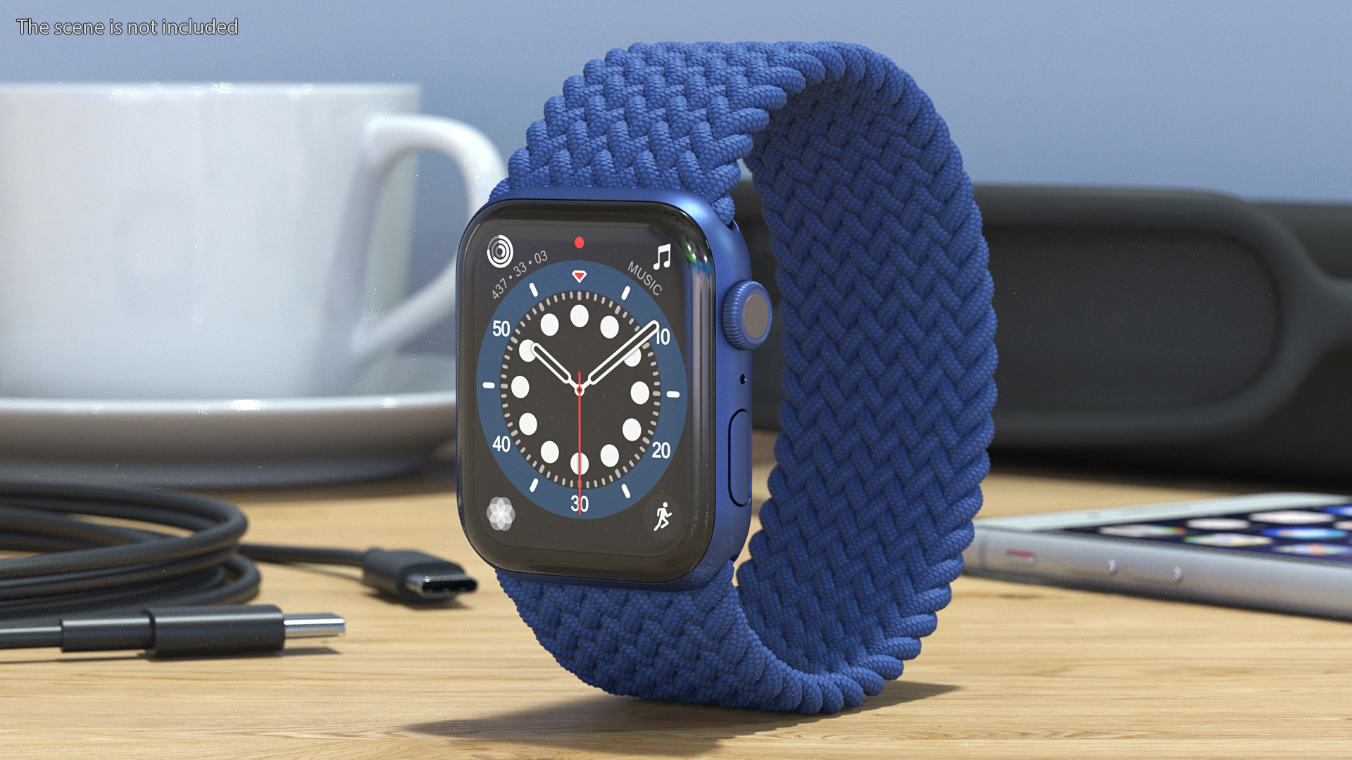 3D Apple Watch Series 6 Blue Braided Band model