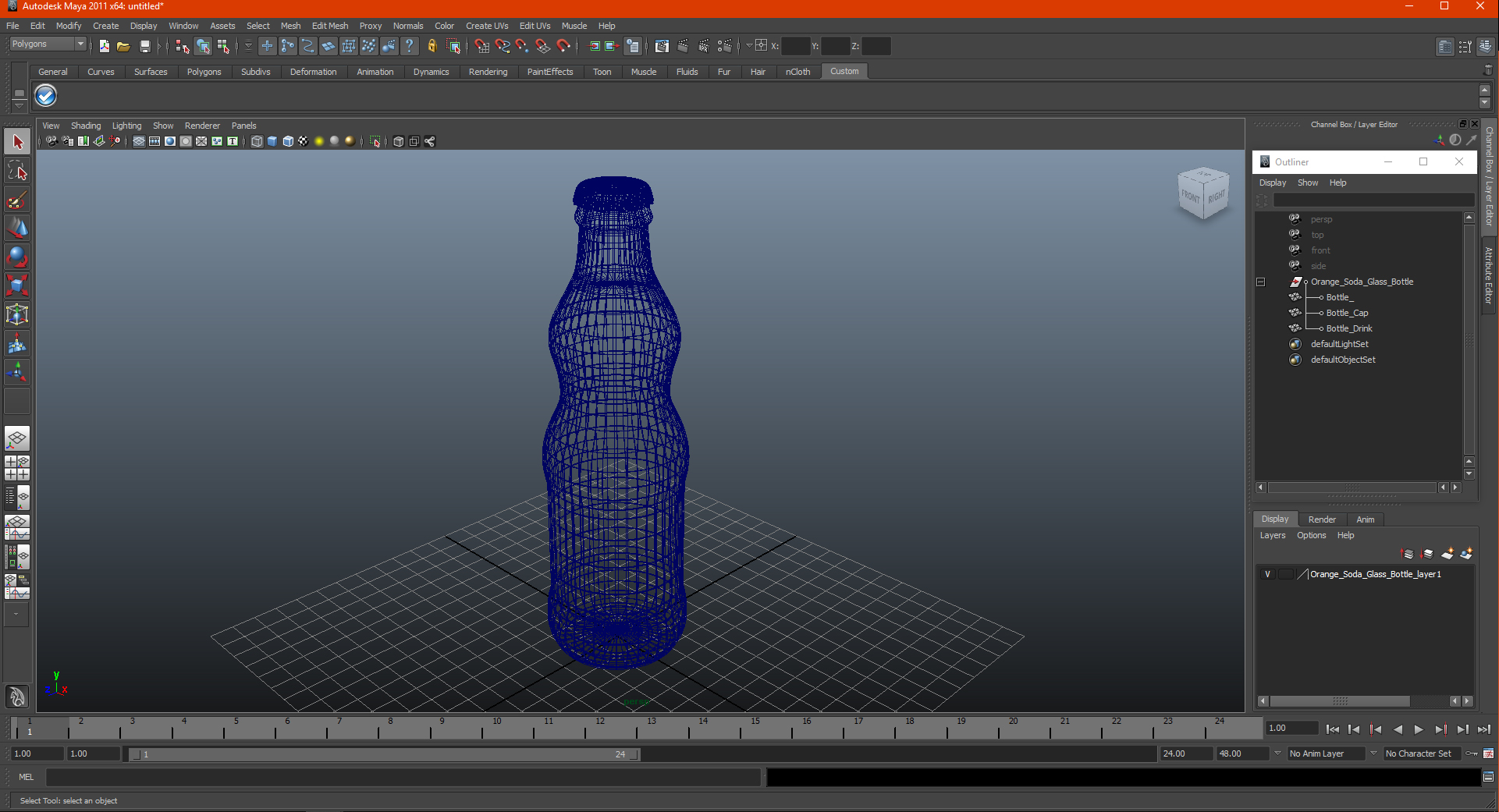 Orange Soda Glass Bottle 3D model