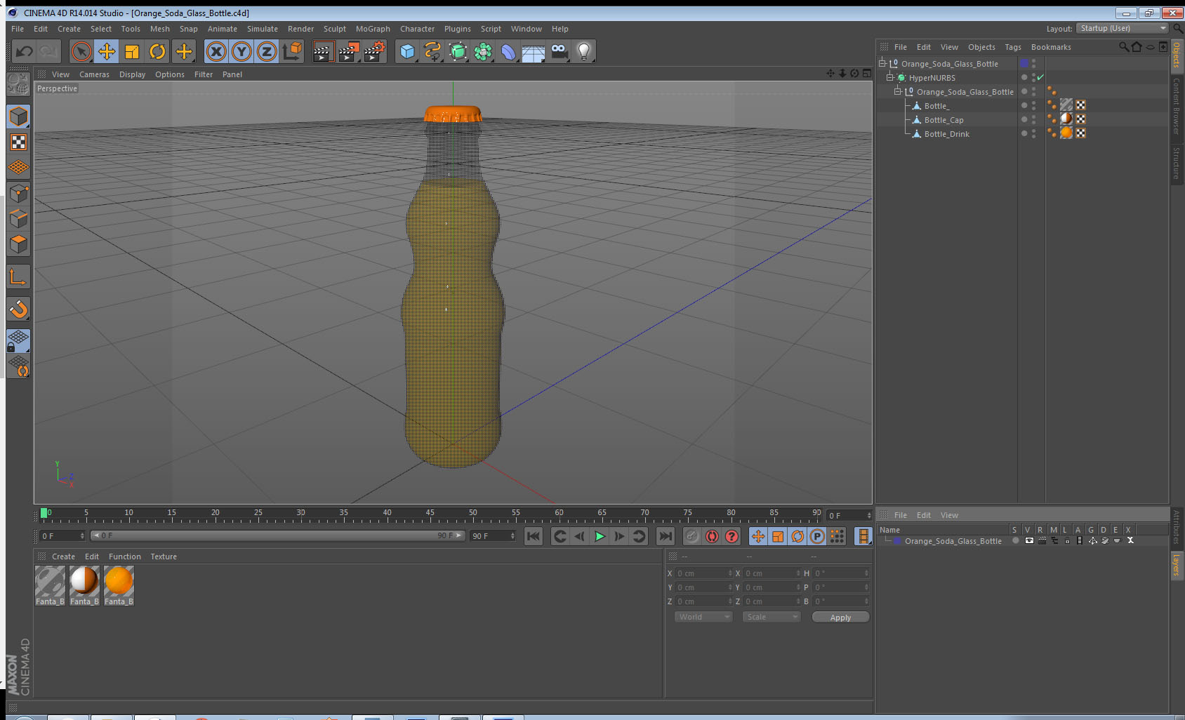 Orange Soda Glass Bottle 3D model