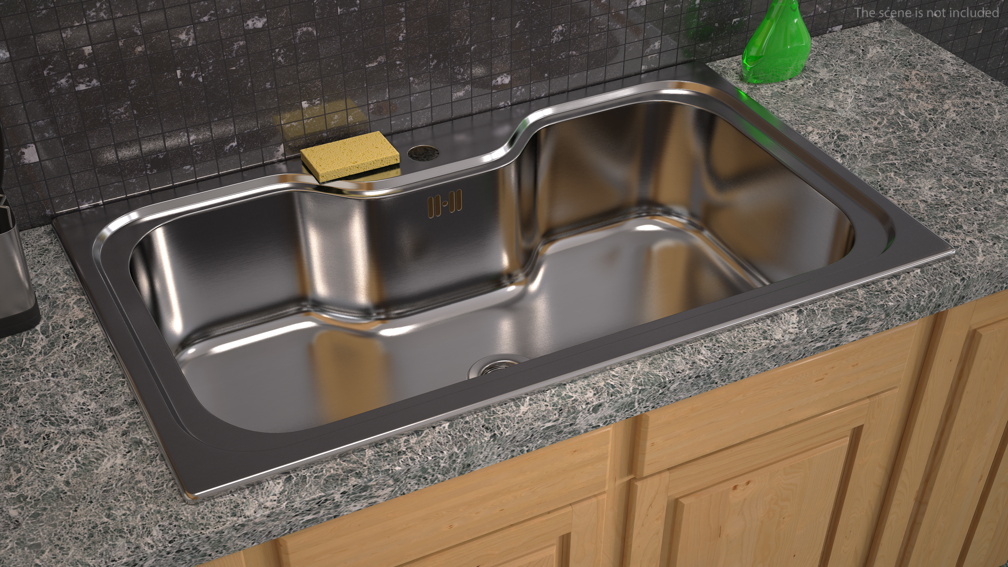 3D Wide Single Bowl Stainless Steel Inset Sink model