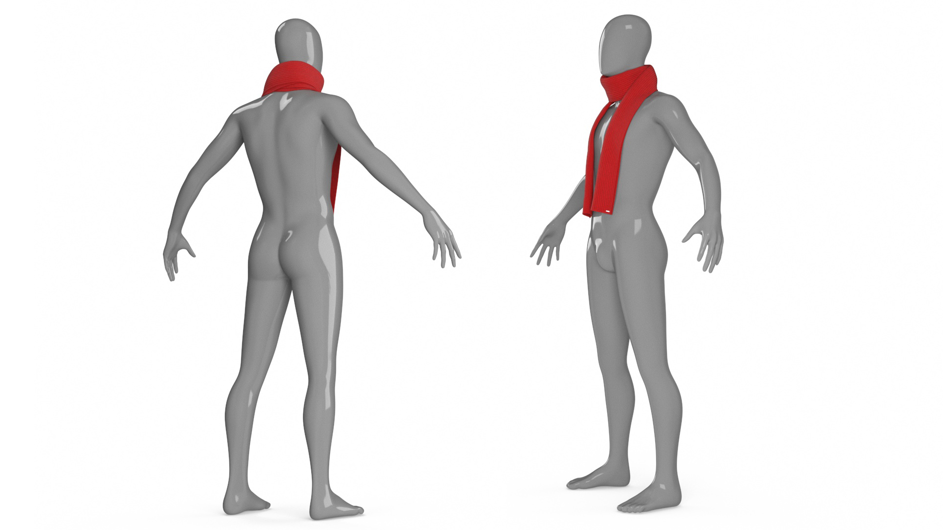 3D Red Scarf Once Around Tied