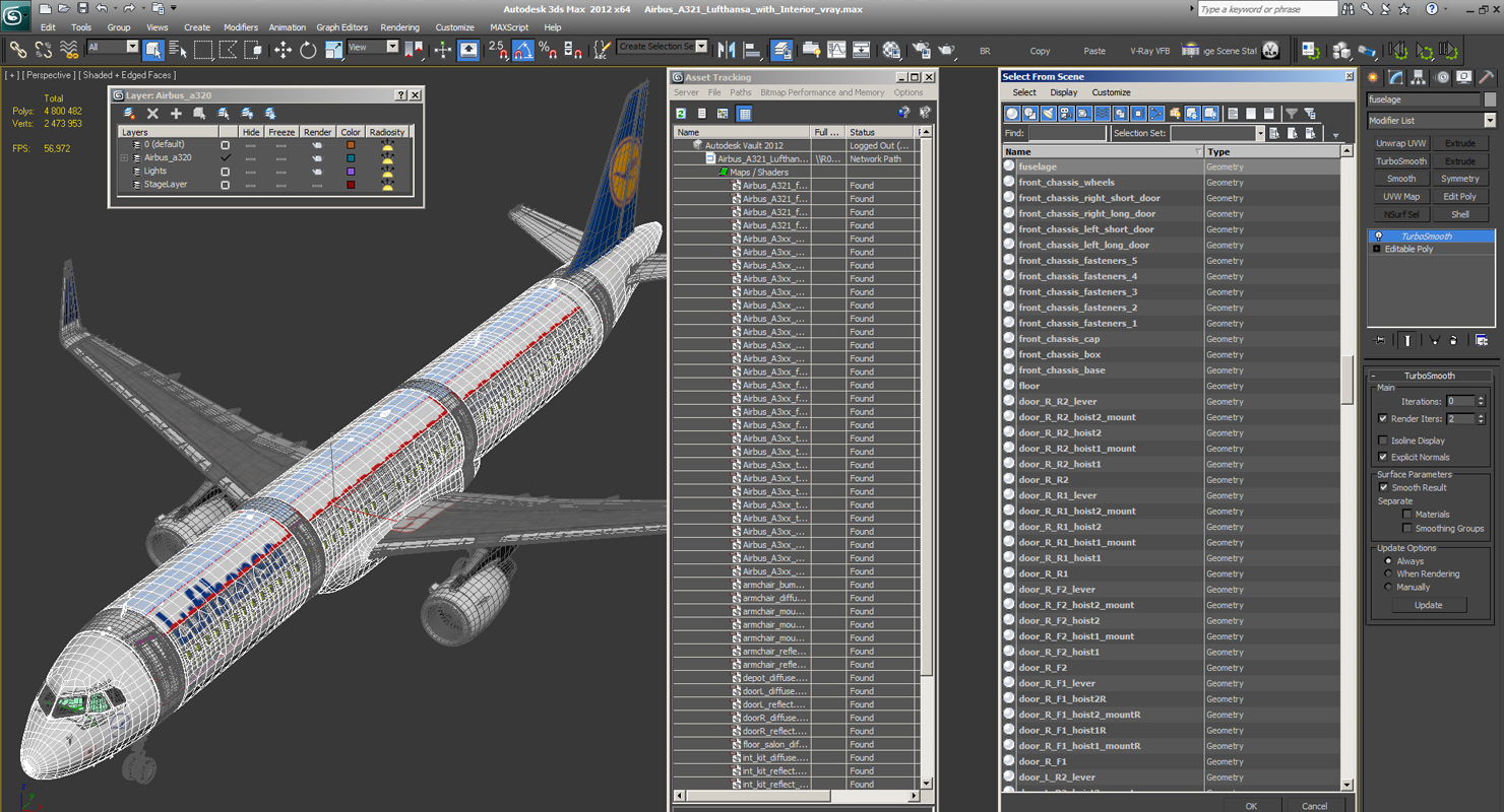 3D model Airbus A321 Lufthansa with Interior