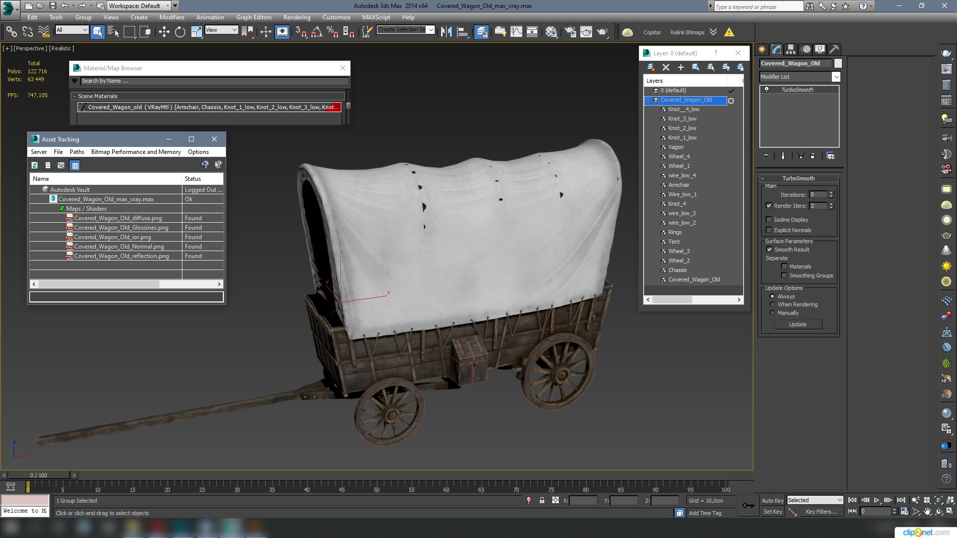 Covered Wagon Old 3D