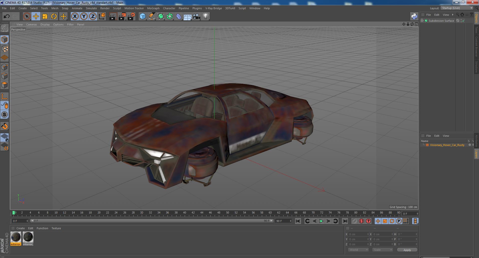 3D model Visionary Hover Car Rusty