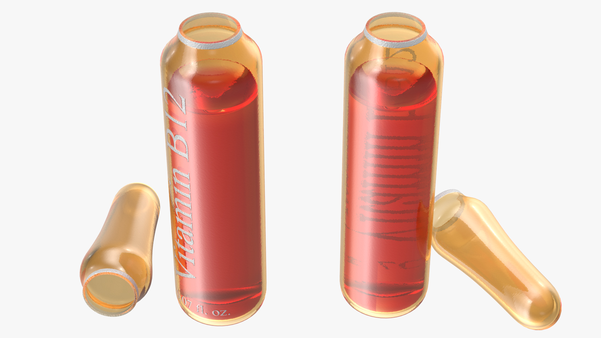 3D Vitamin B12 2ml Amber Ampoule Opened