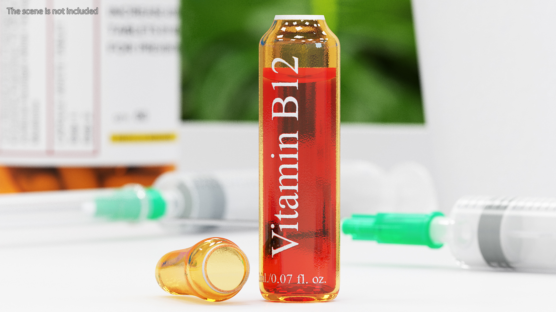 3D Vitamin B12 2ml Amber Ampoule Opened