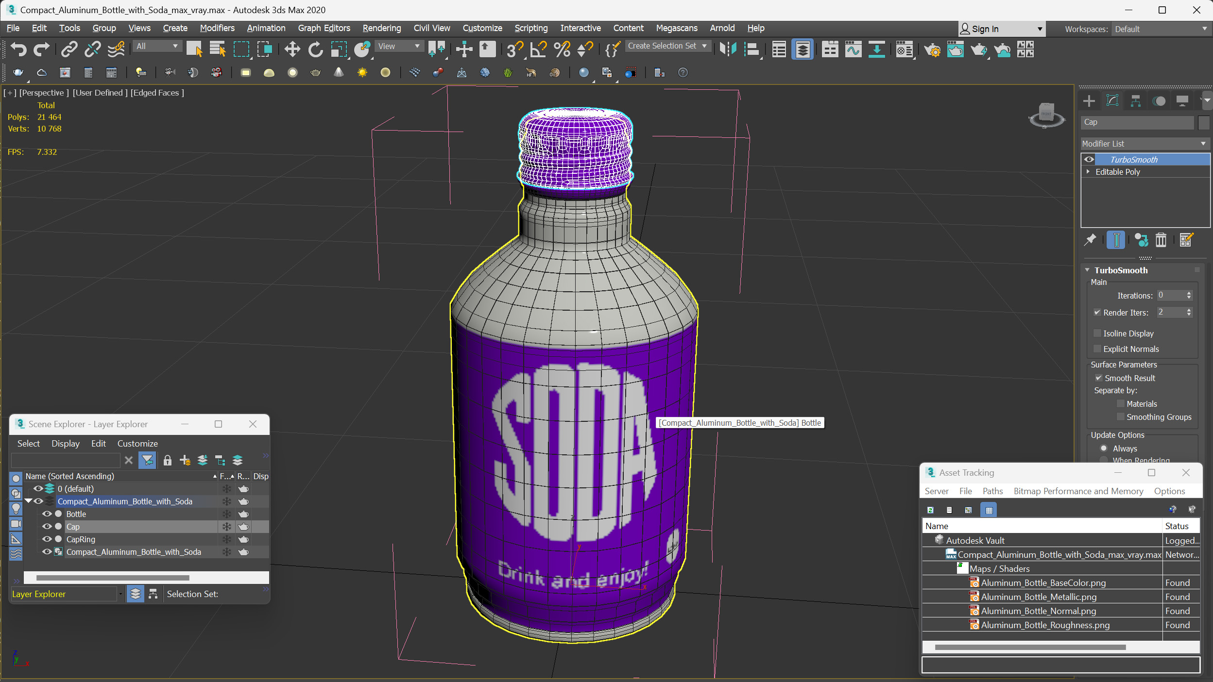 3D Compact Aluminum Bottle with Soda model