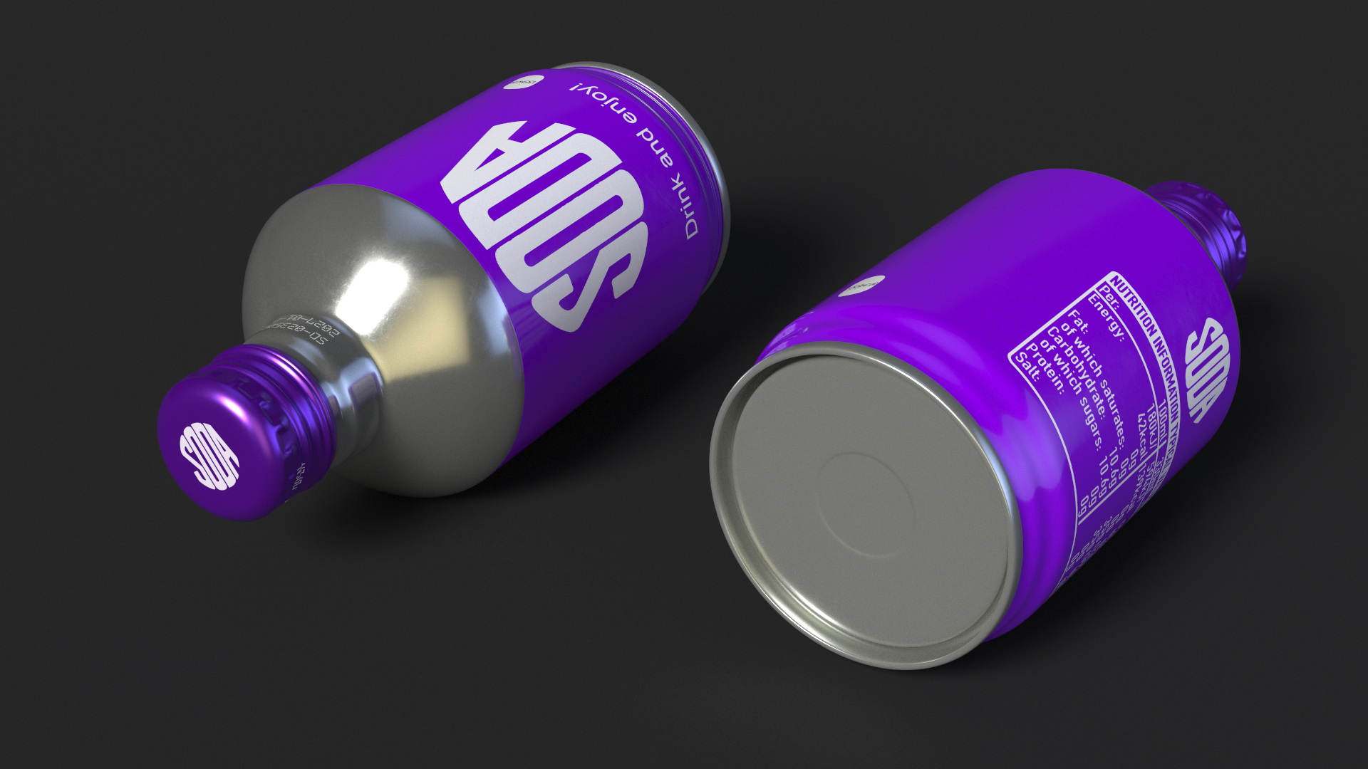 3D Compact Aluminum Bottle with Soda model