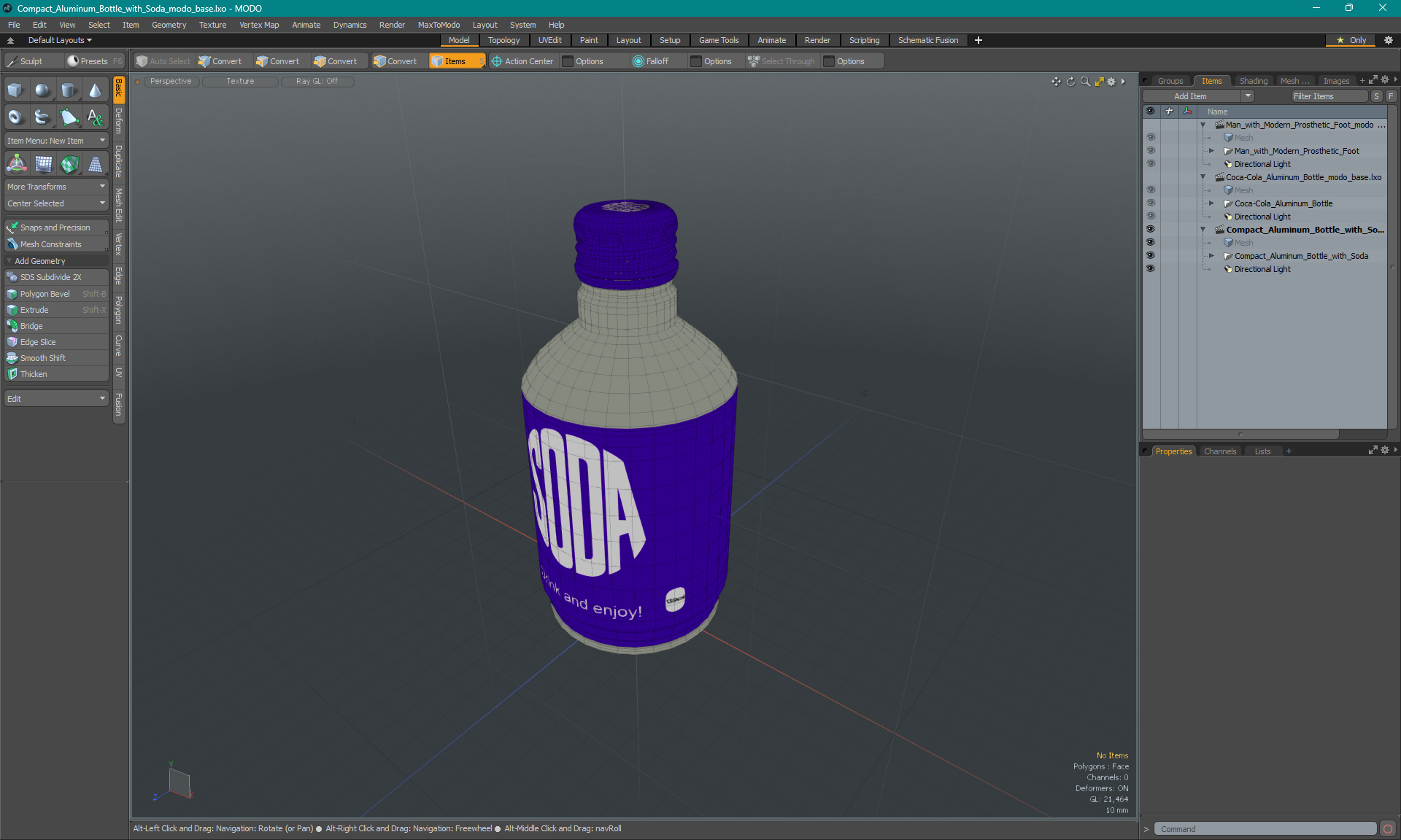 3D Compact Aluminum Bottle with Soda model