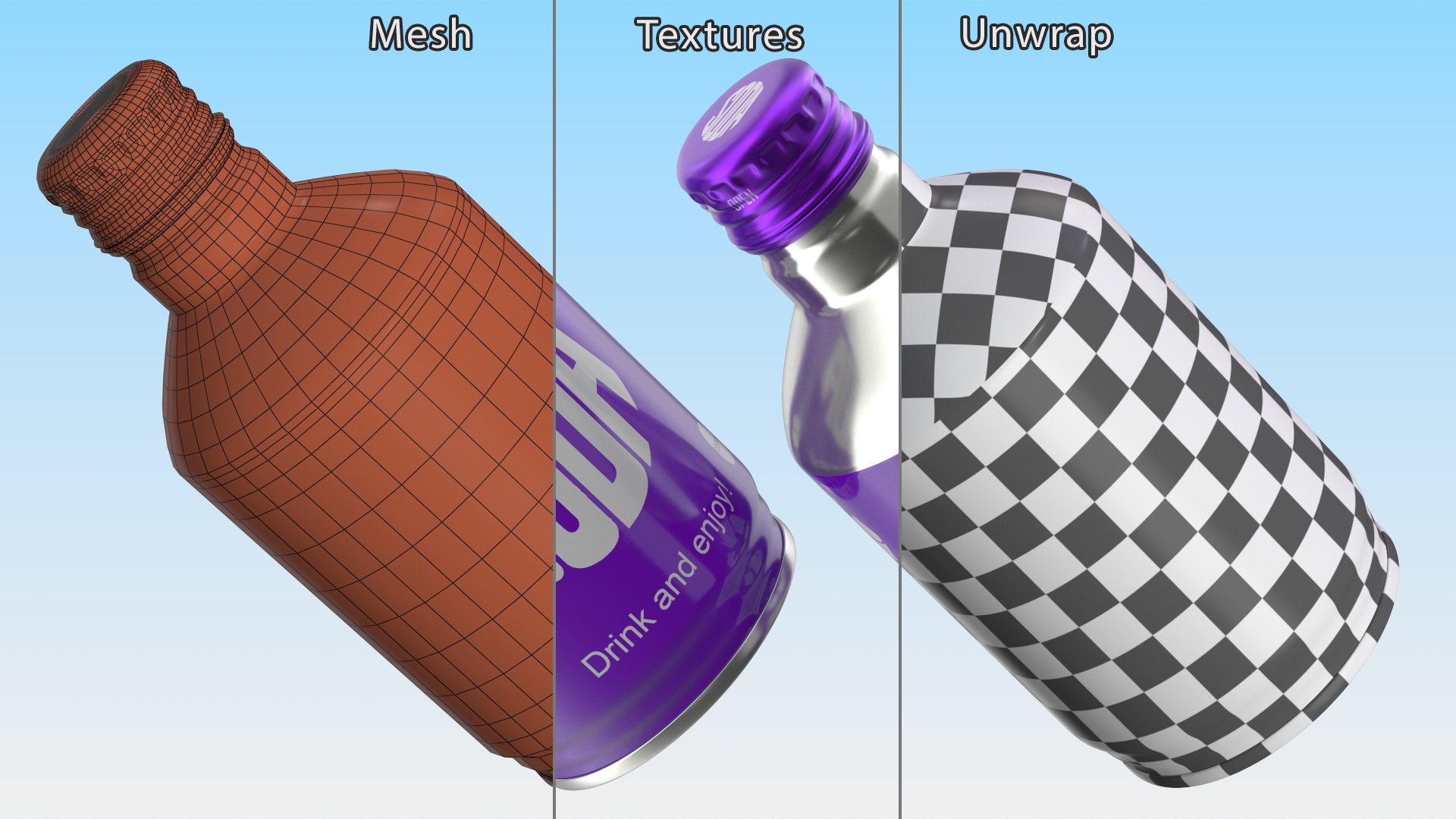 3D Compact Aluminum Bottle with Soda model