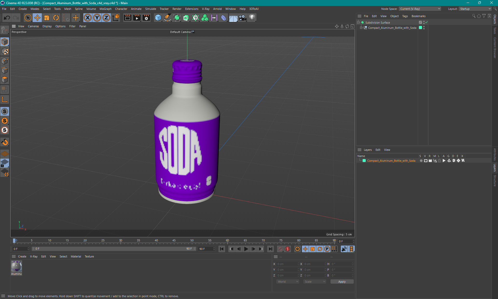 3D Compact Aluminum Bottle with Soda model