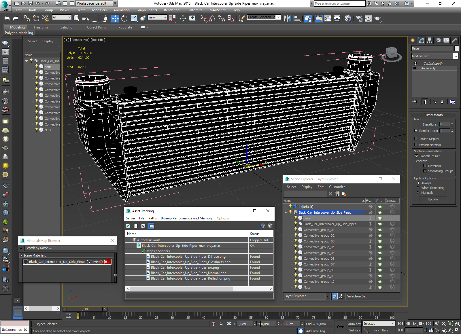 3D model Black Car Intercooler Up Side Pipes