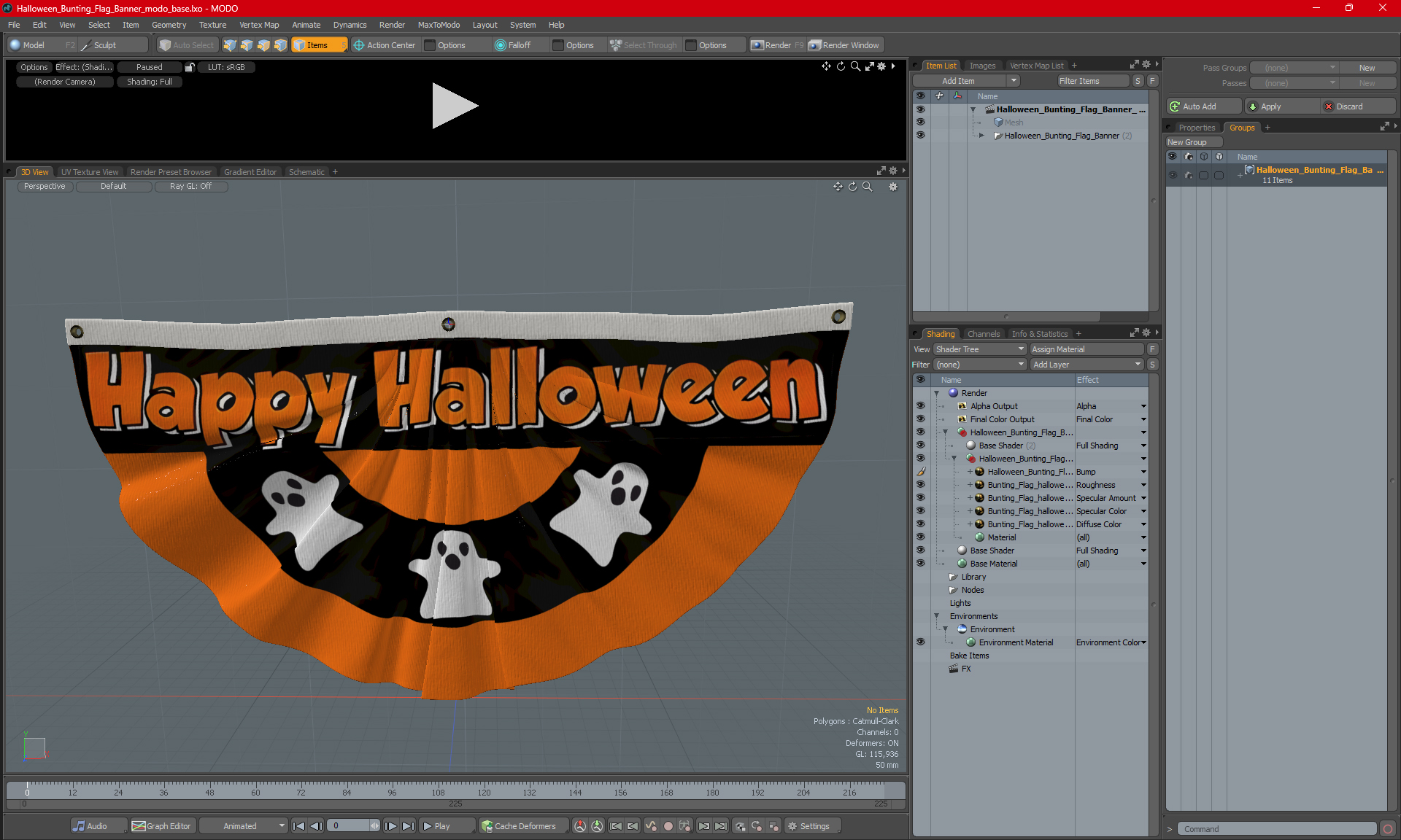 Halloween Bunting Flag Banner 3D model