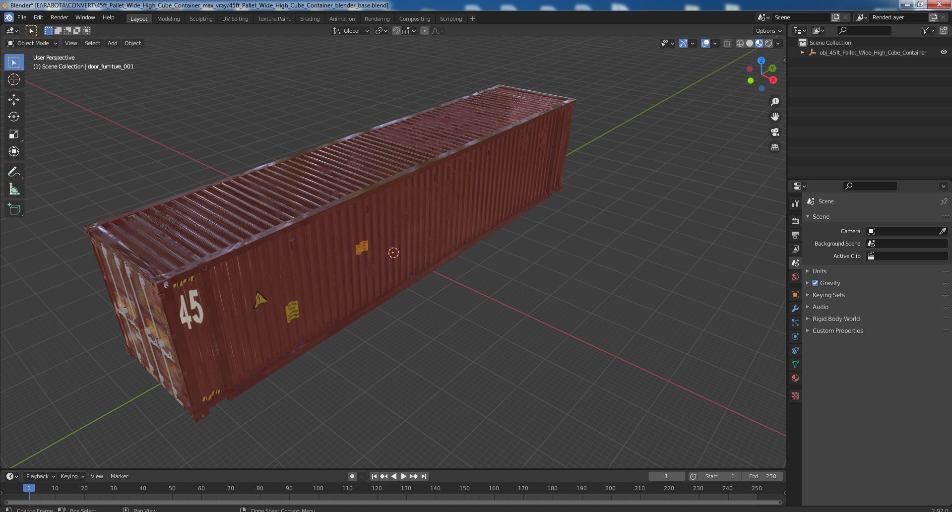 3D 45ft Pallet Wide High Cube Container