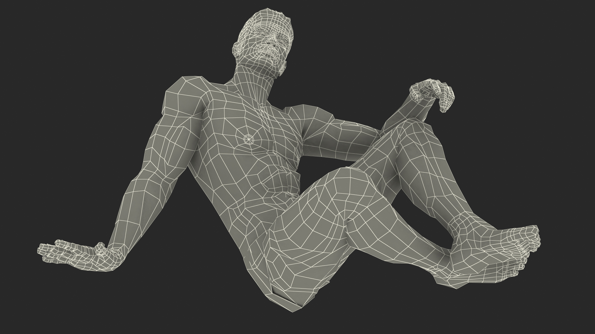 3D model Fit Man Sitting Pose