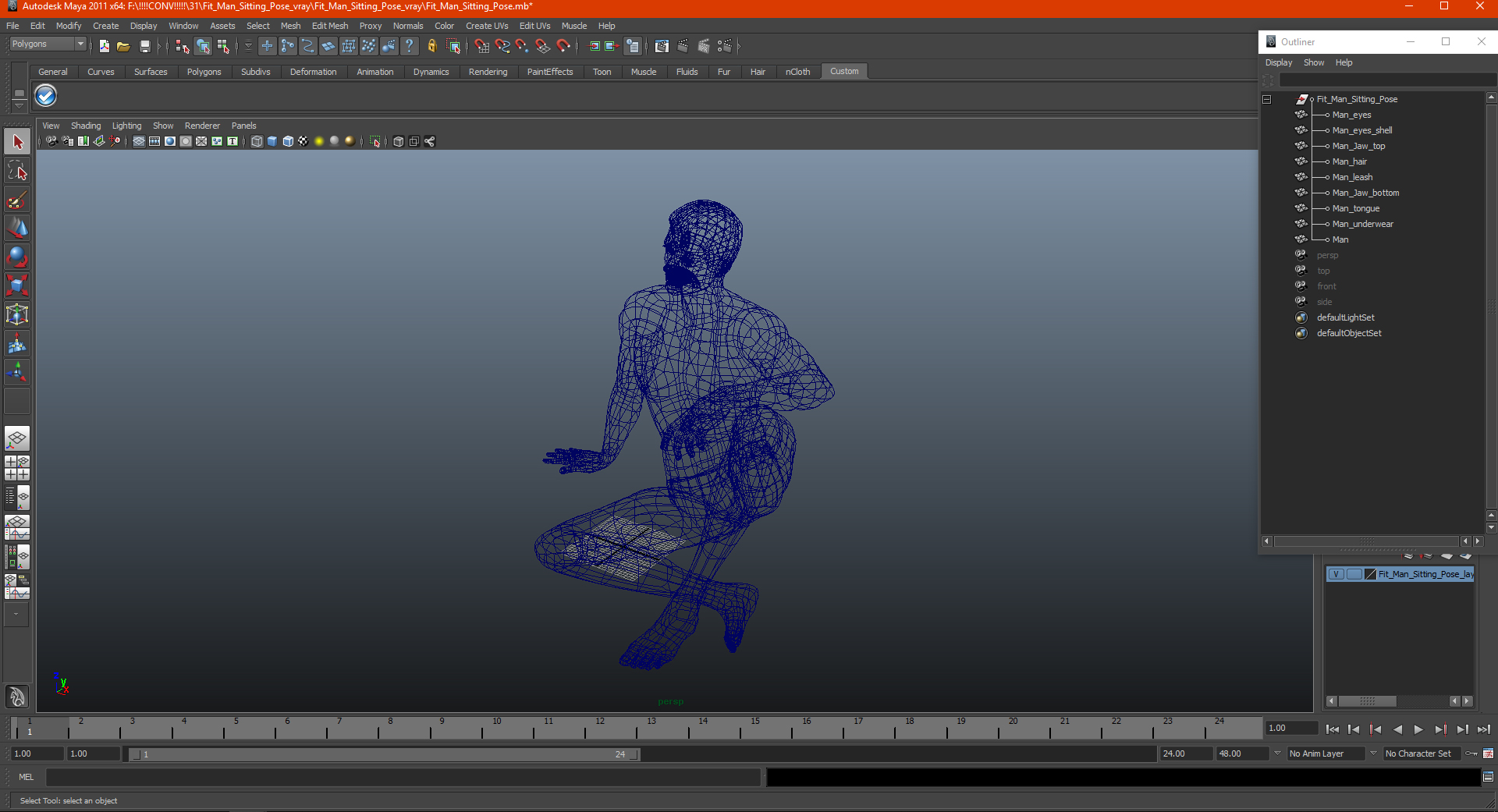 3D model Fit Man Sitting Pose