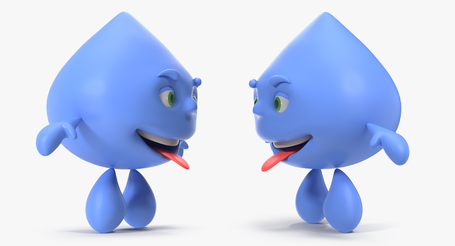 3D model Water Drop Cartoon Mascot