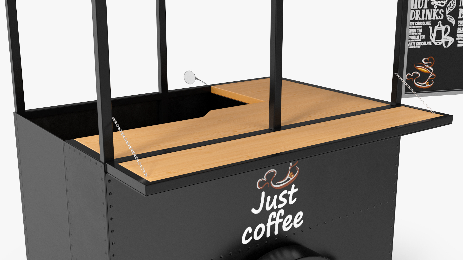 3D model Coffee Vendor Kiosk Empty with Bike