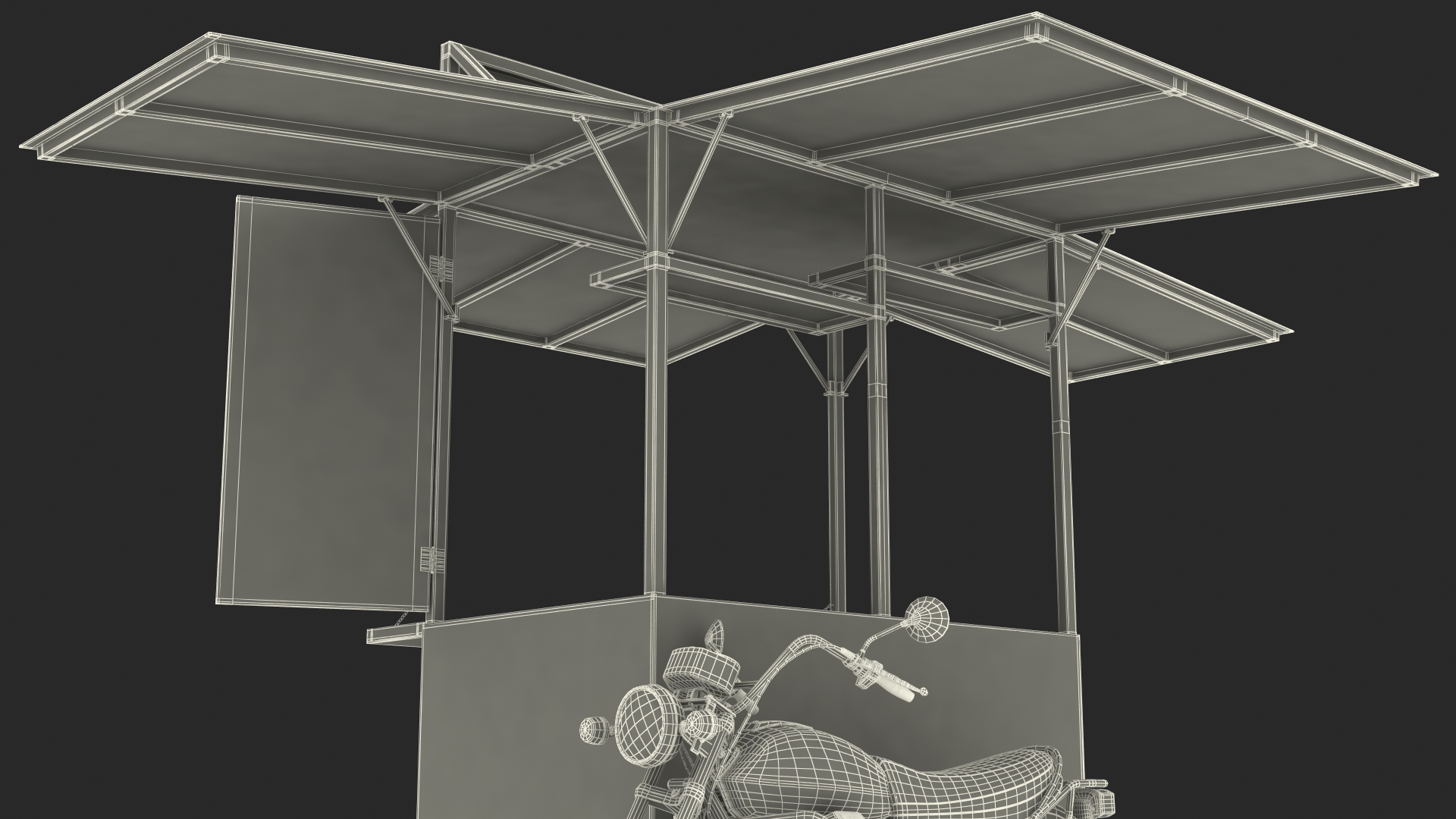 3D model Coffee Vendor Kiosk Empty with Bike