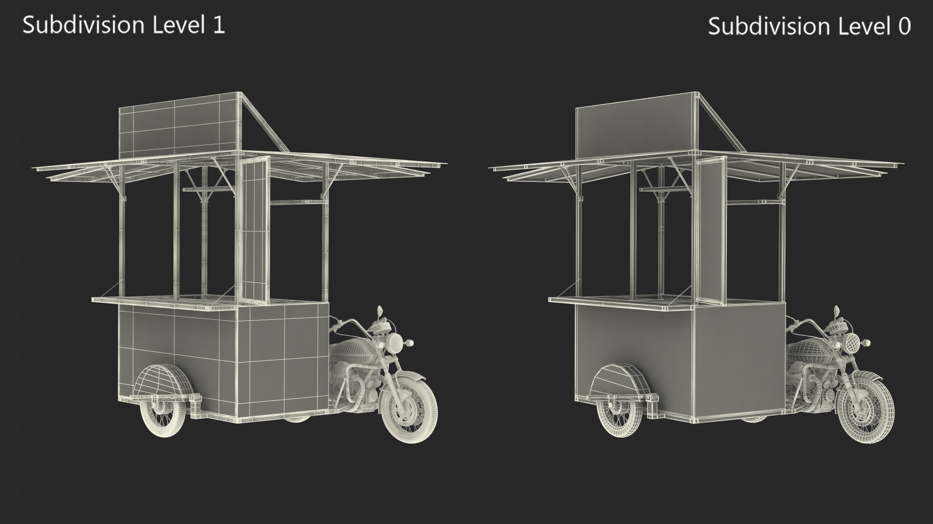 3D model Coffee Vendor Kiosk Empty with Bike